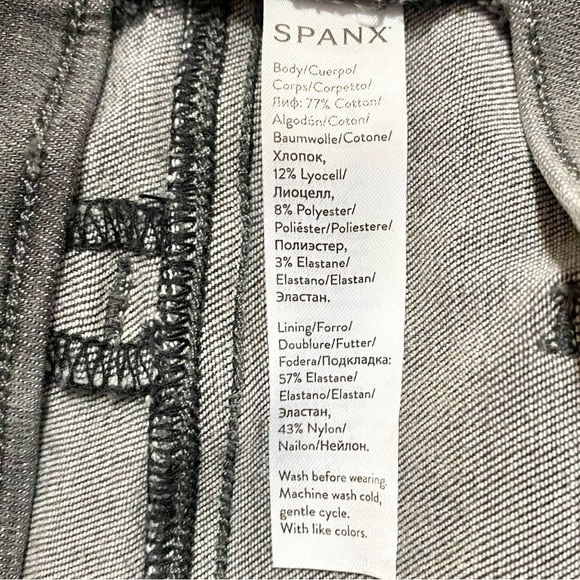 SPANX Gray Distressed Ankle Skinny Jeans Leggings Jeggings Large Stretch Denim - Picture 9 of 13